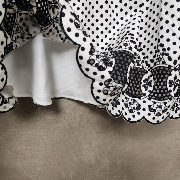 Talbots Black and White Polka Dot Beautiful and Unique Eyelet Skirt Set 16p - Picture 8 of 12